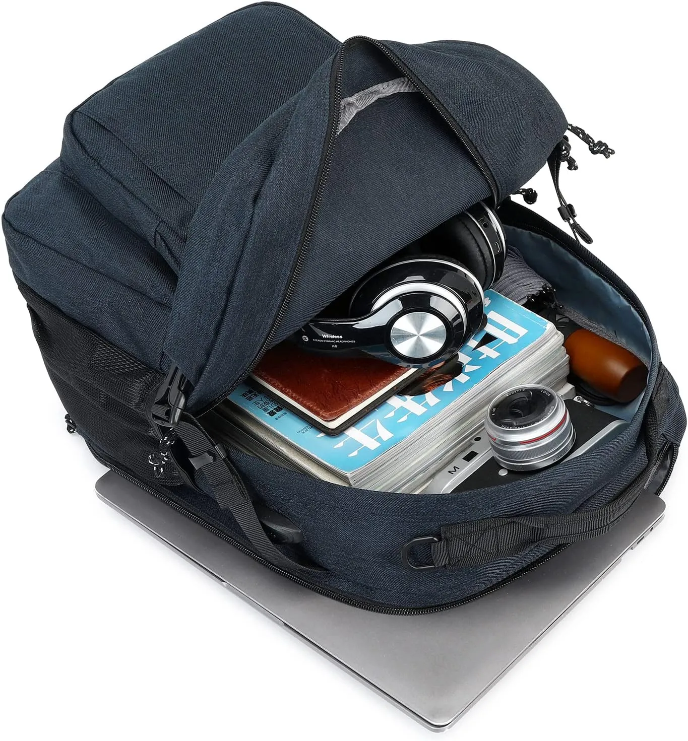 abshoo Classical Laptop Travel Backpack for Women Men College School Bookbag With USB Charging Port (Navy)