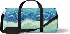Abstract Sea Wave Painting Sports Duffel Bag Travel Gym Tote Bags Lightweight Durable Shoulder Strap Waterproof Polyester Outside Mesh Pocket Overnight Trip Duffel Bag for Women Men
