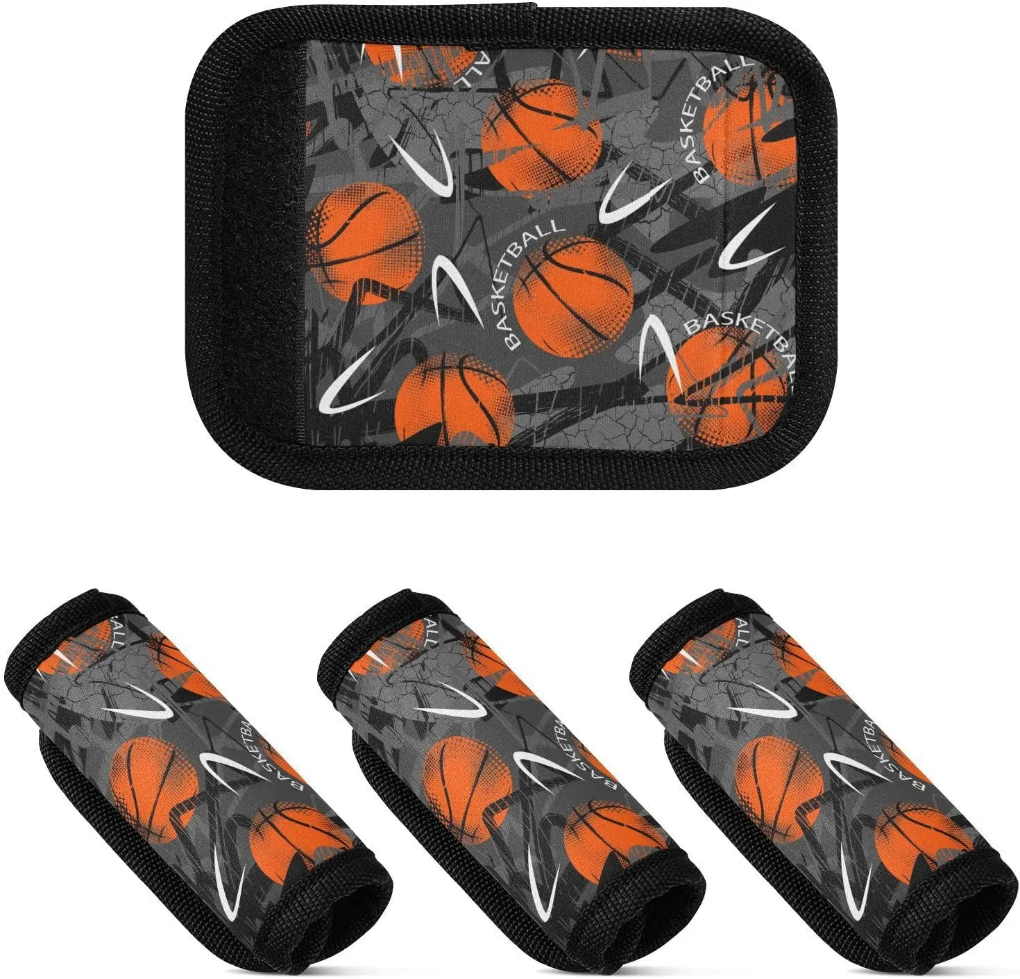 Abstract Seamless Grunge Basketball Urban Style Abstract Paint 4 Pcs Set of Luggage Handle Wraps Suitcase Handle Pads Travel Bag Handle Protectors Handbag Pads Unisex 5.9 x 4.3 inch