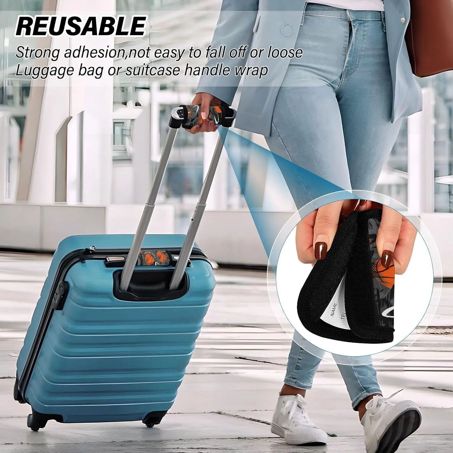 Abstract Seamless Grunge Basketball Urban Style Abstract Paint 4 Pcs Set of Luggage Handle Wraps Suitcase Handle Pads Travel Bag Handle Protectors Handbag Pads Unisex 5.9 x 4.3 inch