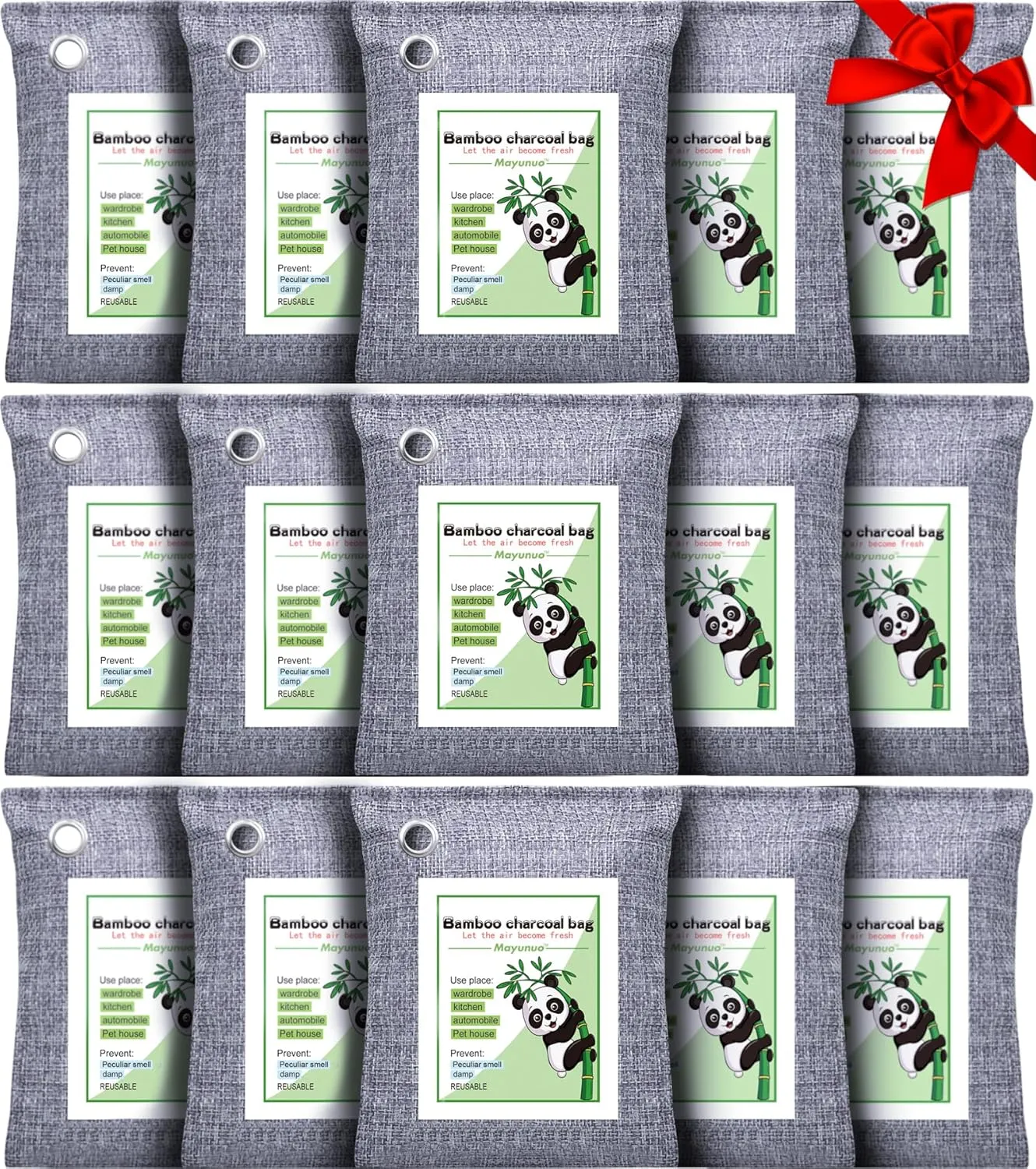 Activated Charcoal Odor Absorber 15 Pack, Bamboo Charcoal Air Purifying Bag, Strong Odor Eliminator Home Smell Remove Air Freshener Moisture Absorber Deodorizer for Room Closet Car Smoke Shoe