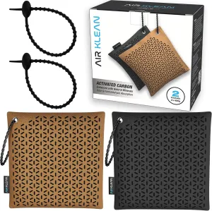 Activated Charcoal Odor Absorber 2x14.1oz w Reusable Hanger. Natural Bamboo Charcoal W Minerals Air Purifying Bag For Car Home Closet Air Freshener Deodorizer Odor Eliminator (2 PACK, CUBE)