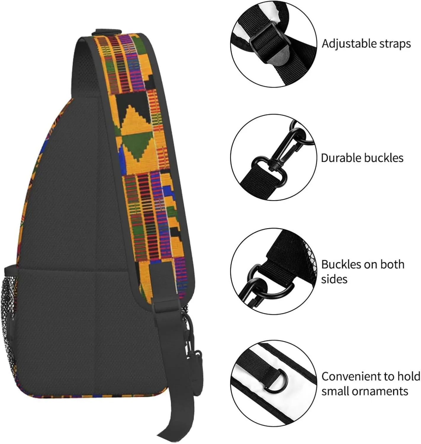 African Weaving Print Crossbody Sling Backpack For Women Men,Sling Bag Travel Hiking Chest Bag Daypack