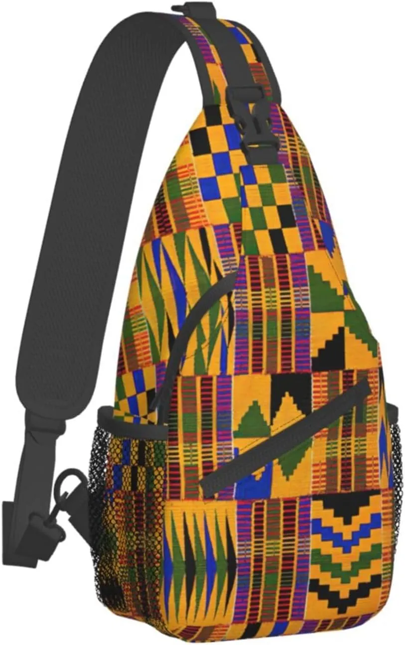 African Weaving Print Crossbody Sling Backpack For Women Men,Sling Bag Travel Hiking Chest Bag Daypack