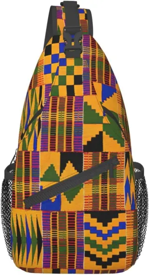 African Weaving Print Crossbody Sling Backpack For Women Men,Sling Bag Travel Hiking Chest Bag Daypack