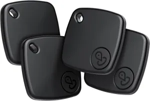 Air Tag (Black) 4-Pack, Bluetooth Tracker Work with Apple Find My (iOS Only), Key Finder and Item Locator Smart Tag with Key Ring/Lanyard, Tracker Tag for Keys/Luggage/Wallet, Replaceable Battery