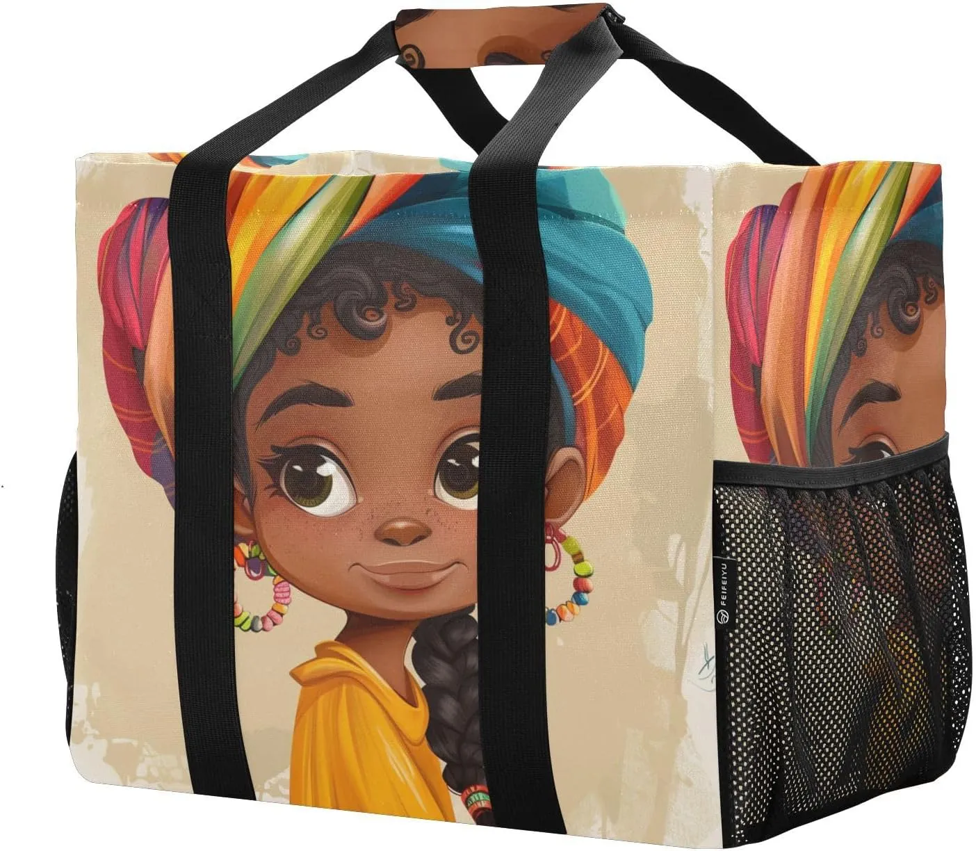 ALAZA Beautiful Black Female African Waterproof Beach Tote Bags