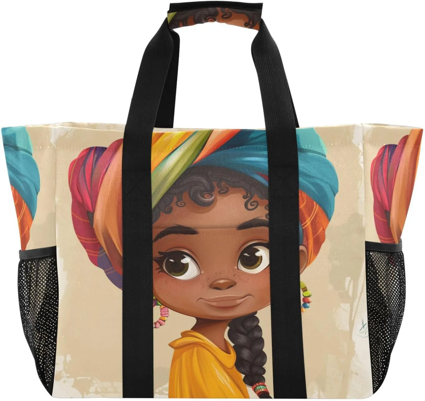 ALAZA Beautiful Black Female African Waterproof Beach Tote Bags