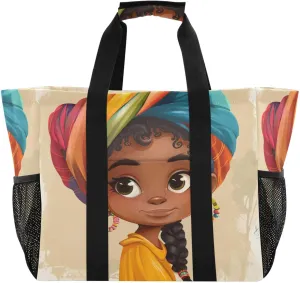 ALAZA Beautiful Black Female African Waterproof Beach Tote Bags