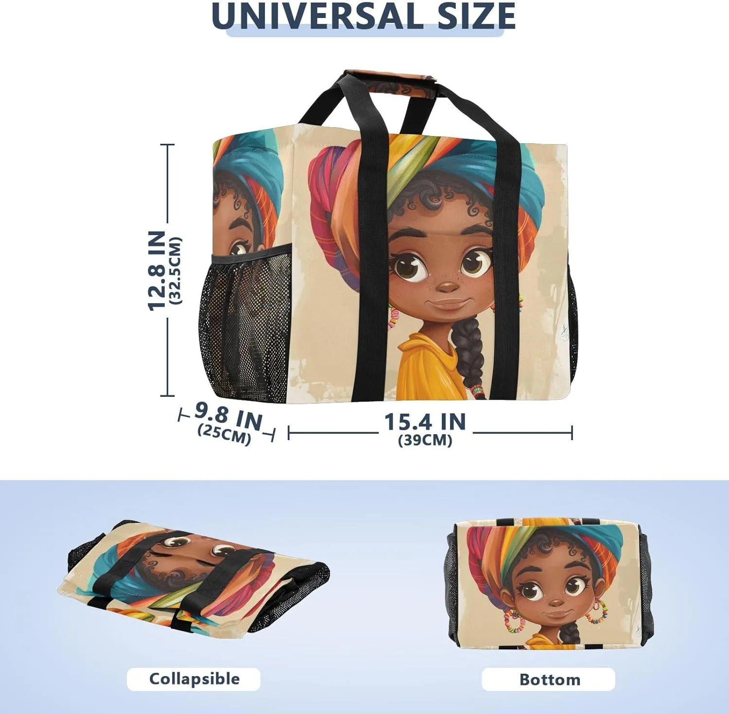 ALAZA Beautiful Black Female African Waterproof Beach Tote Bags