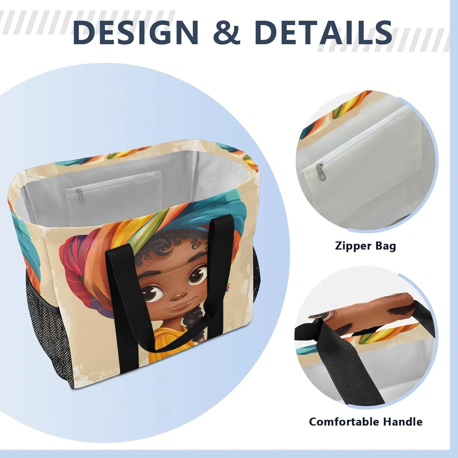 ALAZA Beautiful Black Female African Waterproof Beach Tote Bags