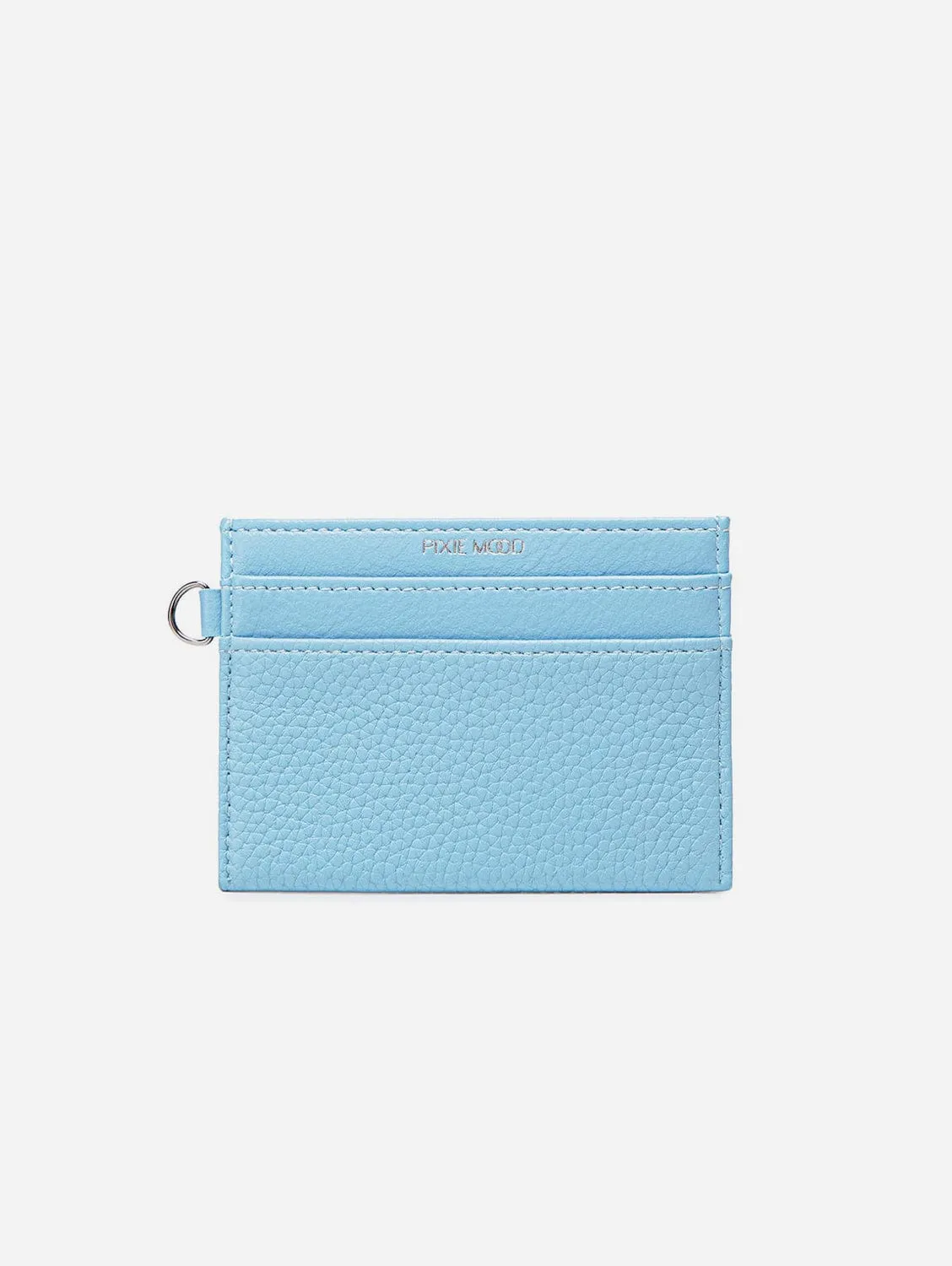 Alex RFID Vegan Leather Card Holder | Light Blue Pebbled