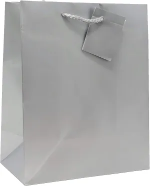 allgala Gift Bags, 12 Pack Durable 9x7x4 Inch Medium Size Silver Gift Bags with Handles for Birthday, Wedding, Party Supplies, Baby Shower, Holidays, Chirstmas