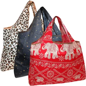 allydrew Eco-Friendly Large Nylon Reusable Shopping Bags (Set of 3)