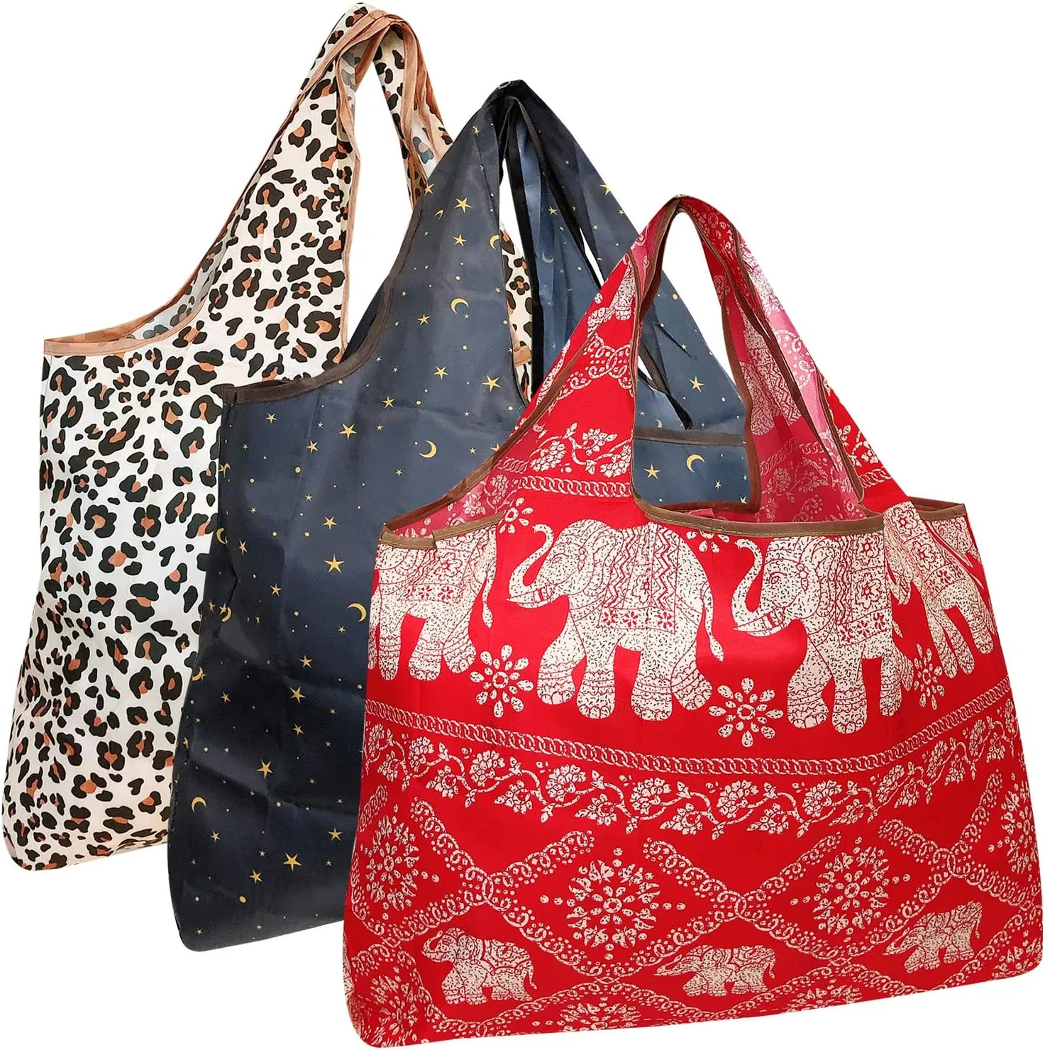 allydrew Eco-Friendly Large Nylon Reusable Shopping Bags (Set of 3)