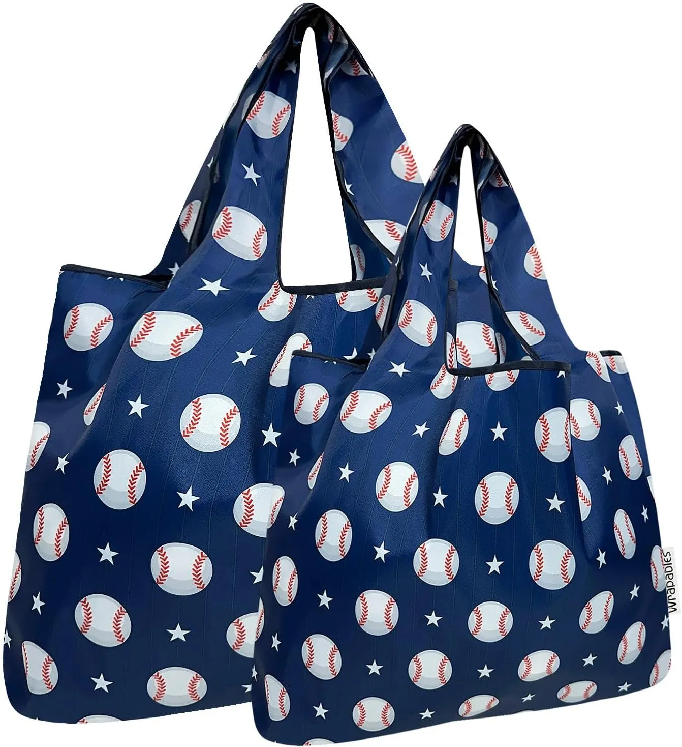 allydrew Large & Small Foldable Tote Nylon Reusable Grocery Bags, Set of 2