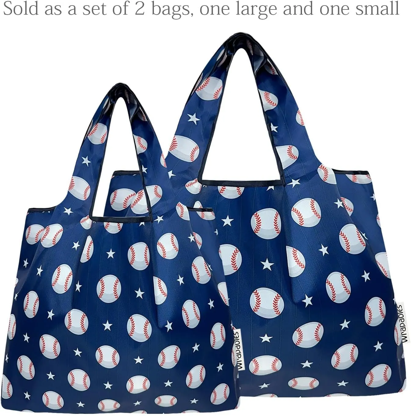 allydrew Large & Small Foldable Tote Nylon Reusable Grocery Bags, Set of 2