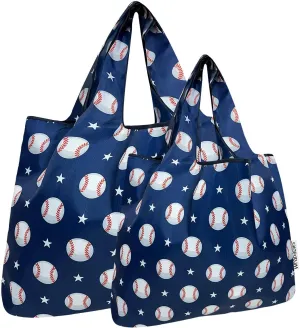 allydrew Large & Small Foldable Tote Nylon Reusable Grocery Bags, Set of 2