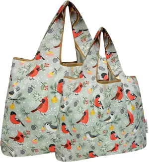 allydrew Large & Small Foldable Tote Nylon Reusable Grocery Bags, Set of 2