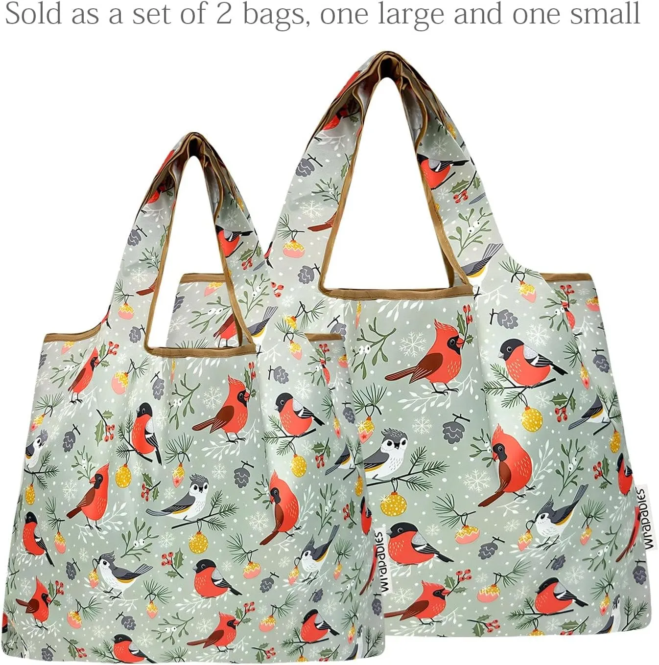 allydrew Large & Small Foldable Tote Nylon Reusable Grocery Bags, Set of 2