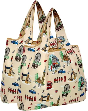 allydrew Medium Foldable Tote Nylon Reusable Grocery Bag (Set of 2)