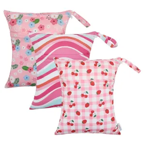 ALVABABY 3pcs Cloth Diaper Wet Dry Bags Waterproof Reusable with Two Zippered Pockets Travel Beach Pool Daycare Soiled Baby Items Yoga Gym Bag for Swimsuits or Wet Clothes 3L-ZM22A