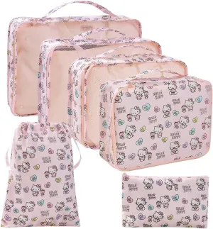 AmBealla 6 Set Travel Organizer,Packing Cubes for Travel Luggage Organizer Bags,Waterproof Pink Twill,Cute Packing Organizers for Business/Vacation,Women's Clothes Storage