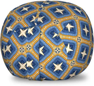 Ambesonne Ethnic Storage Toy Bag Chair, Classic Interpretation of Trippy Blooming Starry Floral Details Oriental, Stuffed Animal Organizer Washable Bag, Small Size, Pale Yellow Marigold