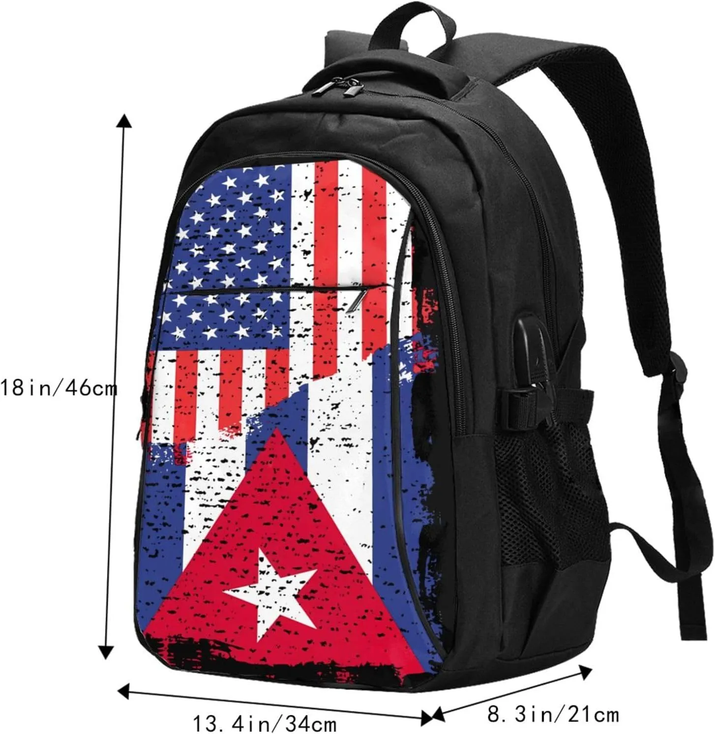 American Cuba Flag Cuban Roots Travel Backpacks Casual Backpack Large Capacity Laptop Rucksack Luggage Daypacks with USB Charging Port Multi-Pockets Bags for Hiking