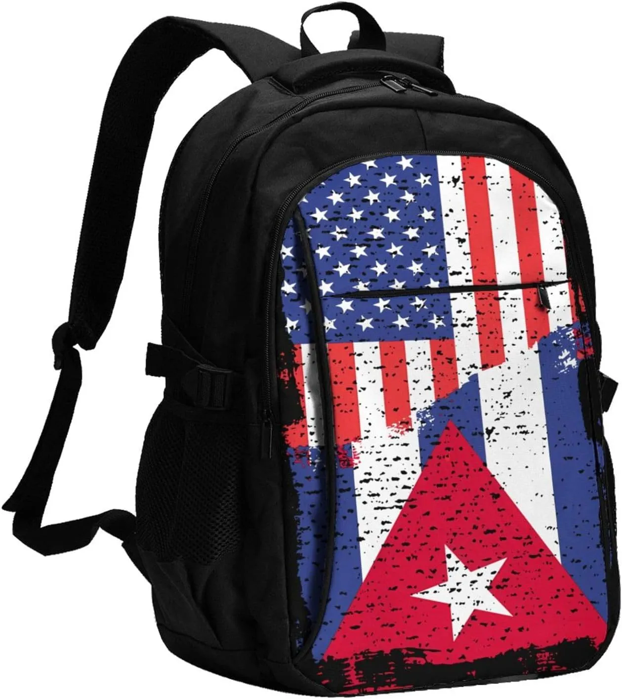 American Cuba Flag Cuban Roots Travel Backpacks Casual Backpack Large Capacity Laptop Rucksack Luggage Daypacks with USB Charging Port Multi-Pockets Bags for Hiking