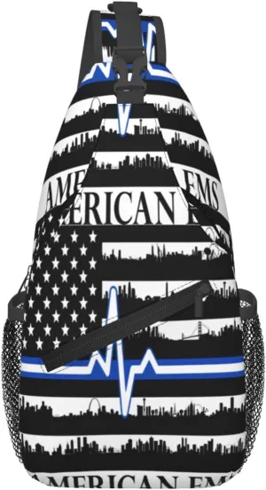 American Flag Swimming Team Sling Bag Adjustable Chest Bags Casual Crossbody Bag Travel Shoulder Backpack