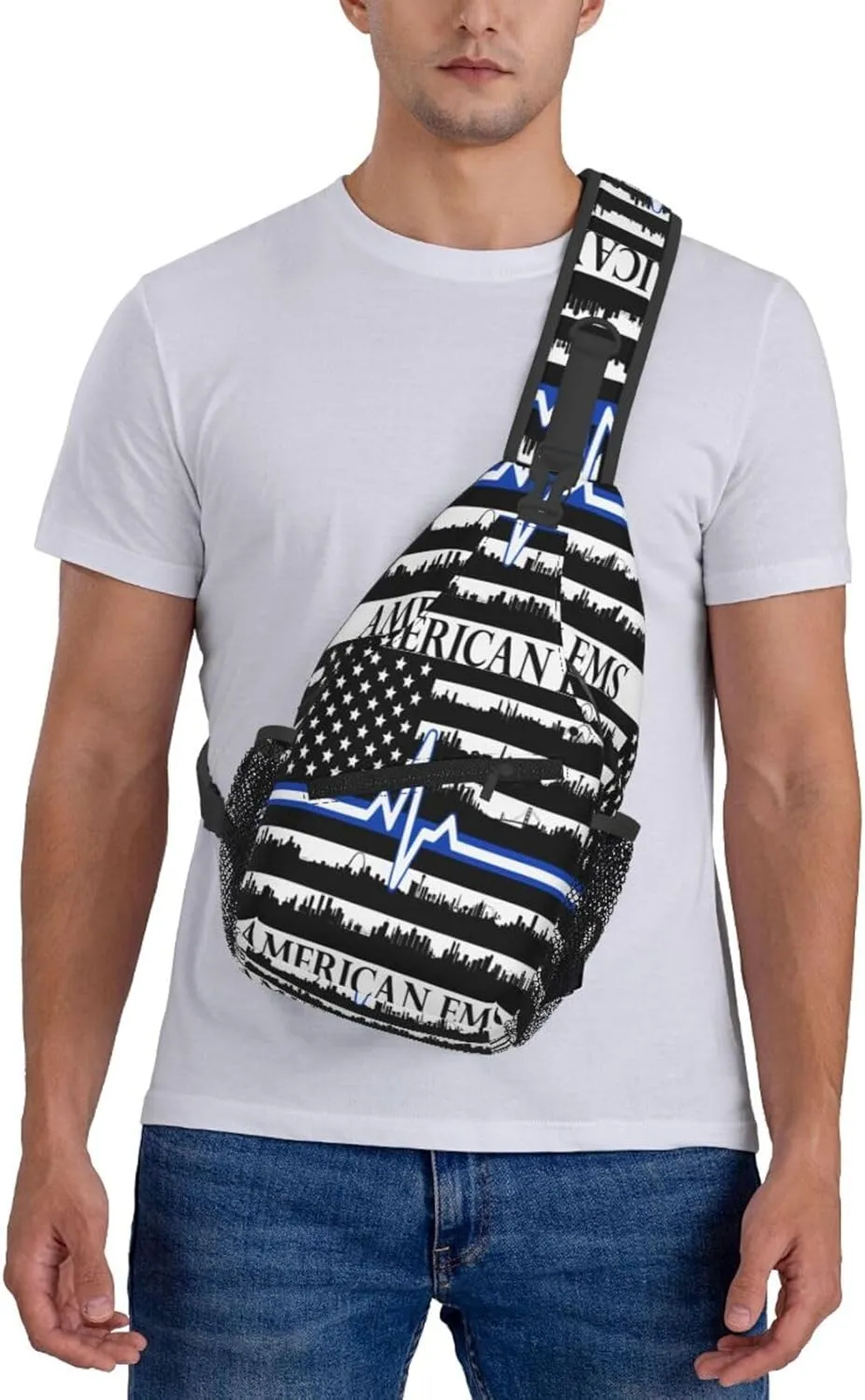 American Flag Swimming Team Sling Bag Adjustable Chest Bags Casual Crossbody Bag Travel Shoulder Backpack
