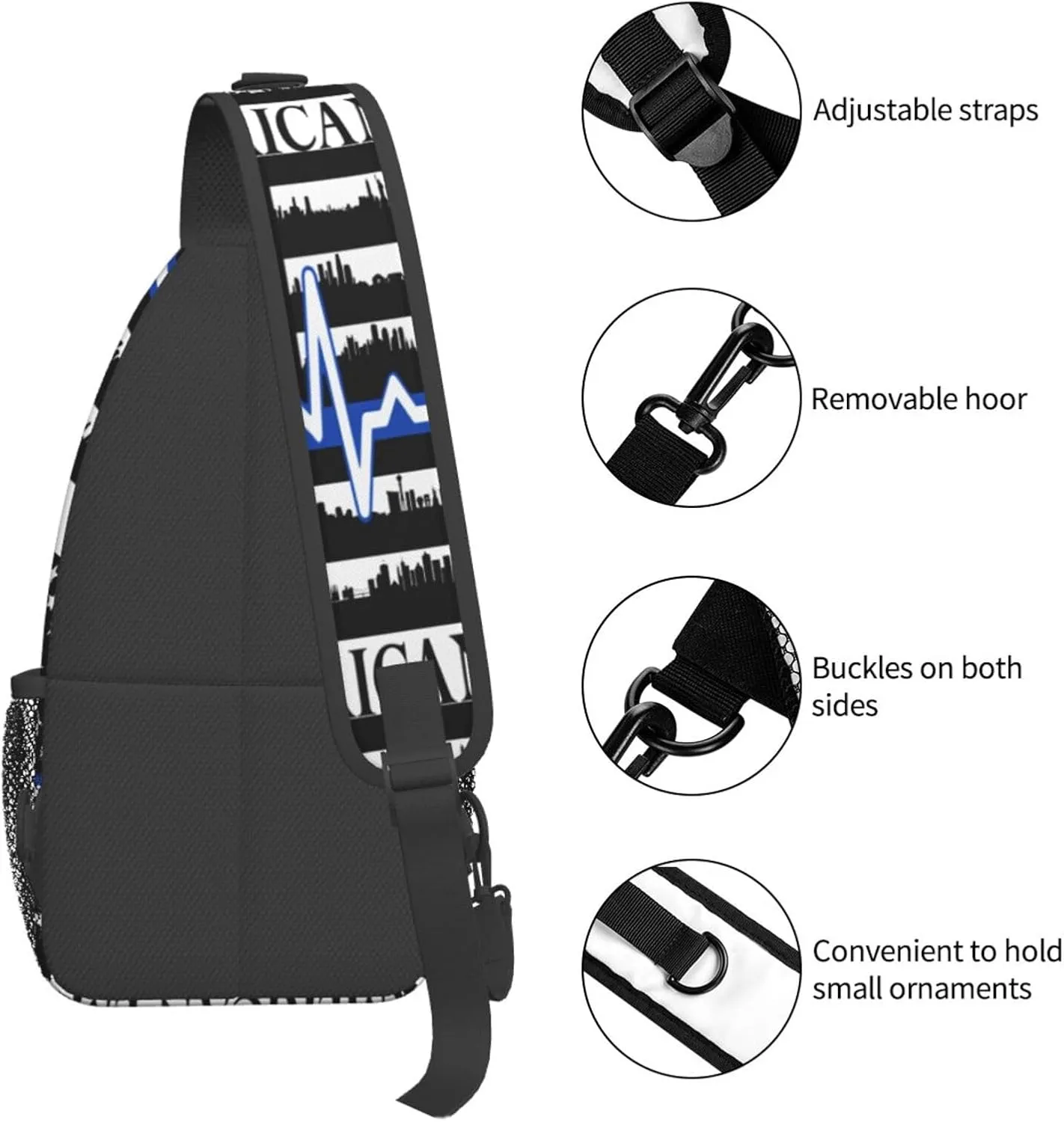 American Flag Swimming Team Sling Bag Adjustable Chest Bags Casual Crossbody Bag Travel Shoulder Backpack