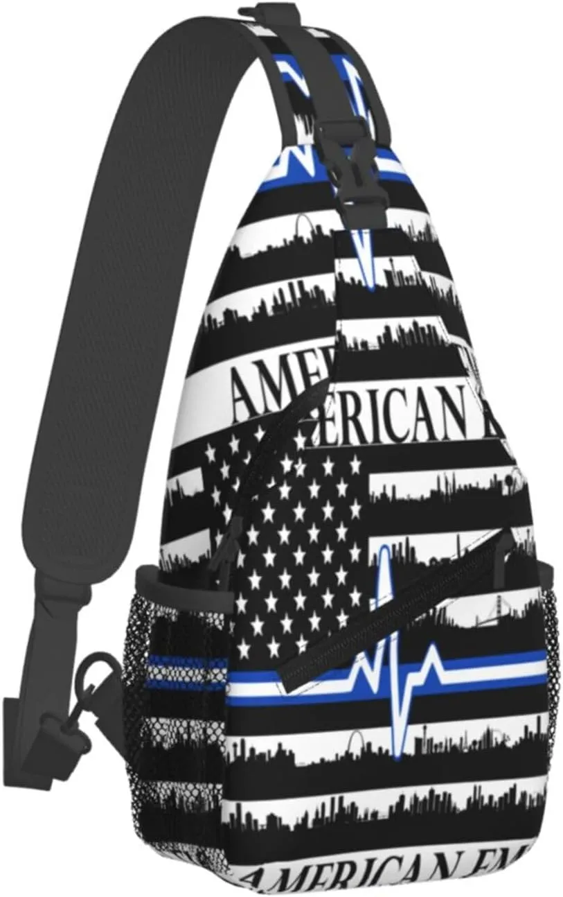 American Flag Swimming Team Sling Bag Adjustable Chest Bags Casual Crossbody Bag Travel Shoulder Backpack