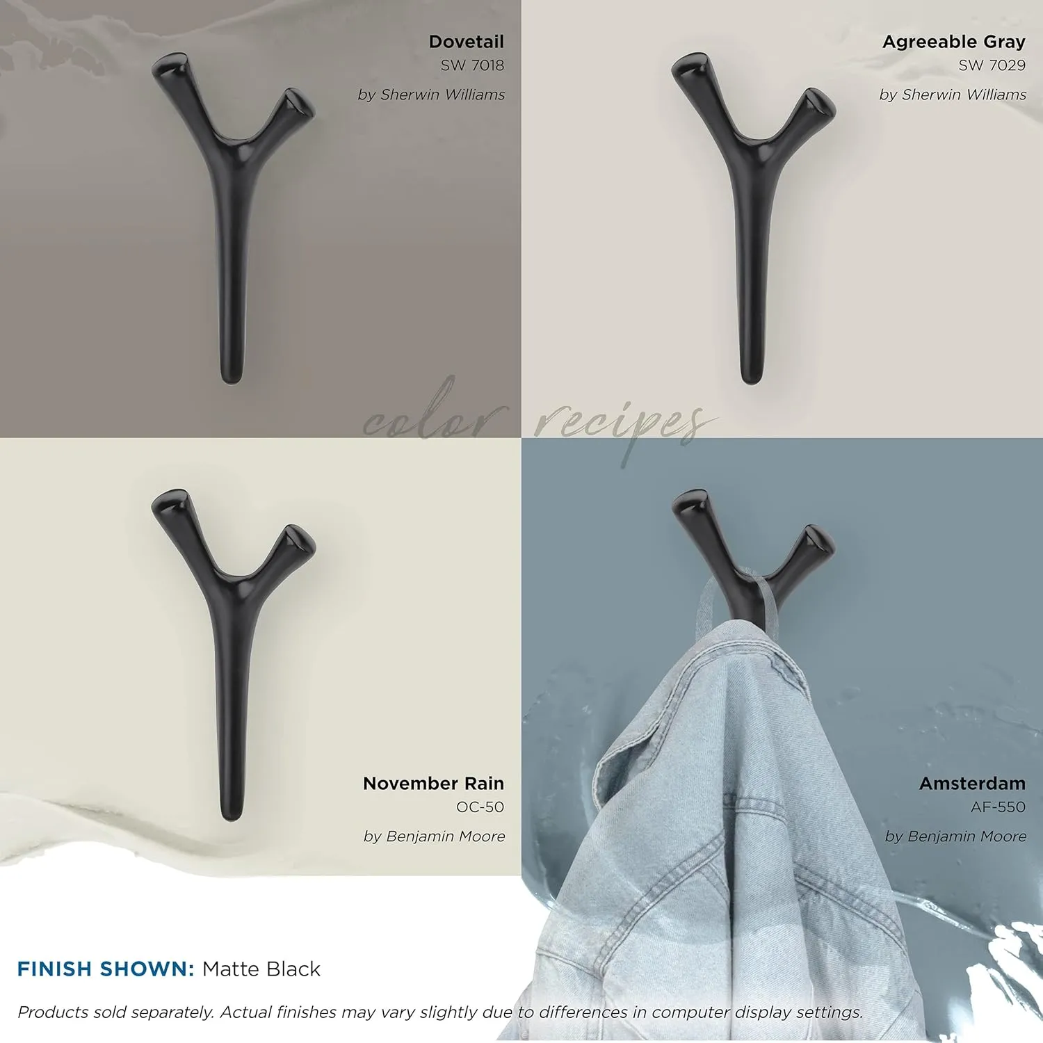 Amerock HBX37017MB | Kodiak Double Prong Decorative Wall Hook | Matte Black Hook for Coats, Hats, Backpacks, Bags | Hooks for Bathroom, Bedroom, Closet, Entryway, Laundry Room, Office