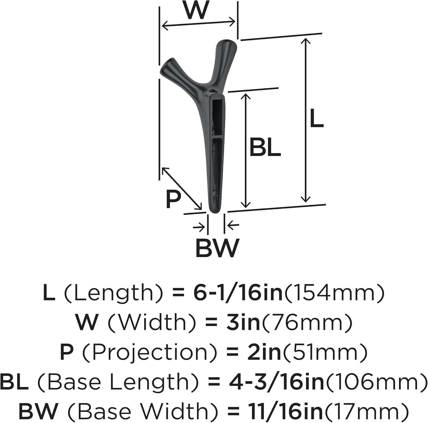 Amerock HBX37017MB | Kodiak Double Prong Decorative Wall Hook | Matte Black Hook for Coats, Hats, Backpacks, Bags | Hooks for Bathroom, Bedroom, Closet, Entryway, Laundry Room, Office