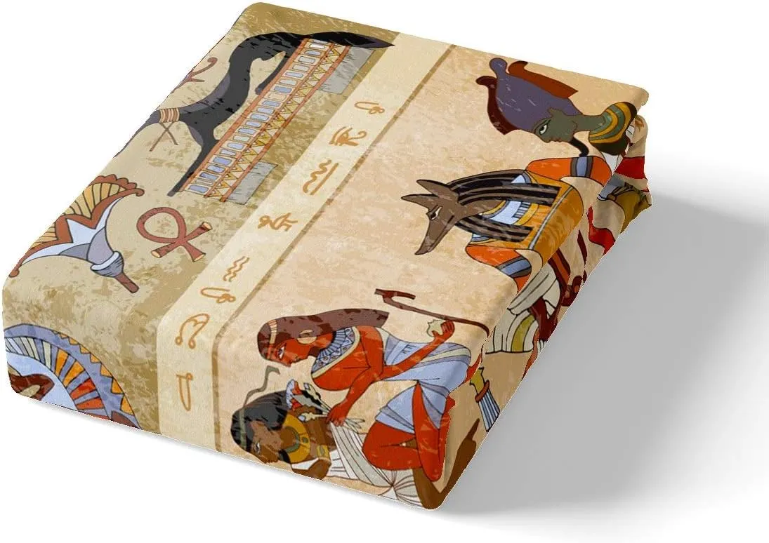 Ancient Egypt Bedding Set Queen Size Retro Egyptian Pattern Duvet Cover For Women Men Adults Egypt Culture Comforter Cover Tribal Eagle Dog Design Bedspread Cover Bedroom Decor Quilt Cover 3Pcs