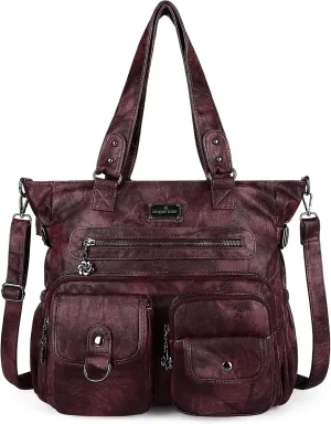 Angelkiss Purses Handbags for Women PU Tote Satchel Bags for Women Pockets Shoulder Bags…