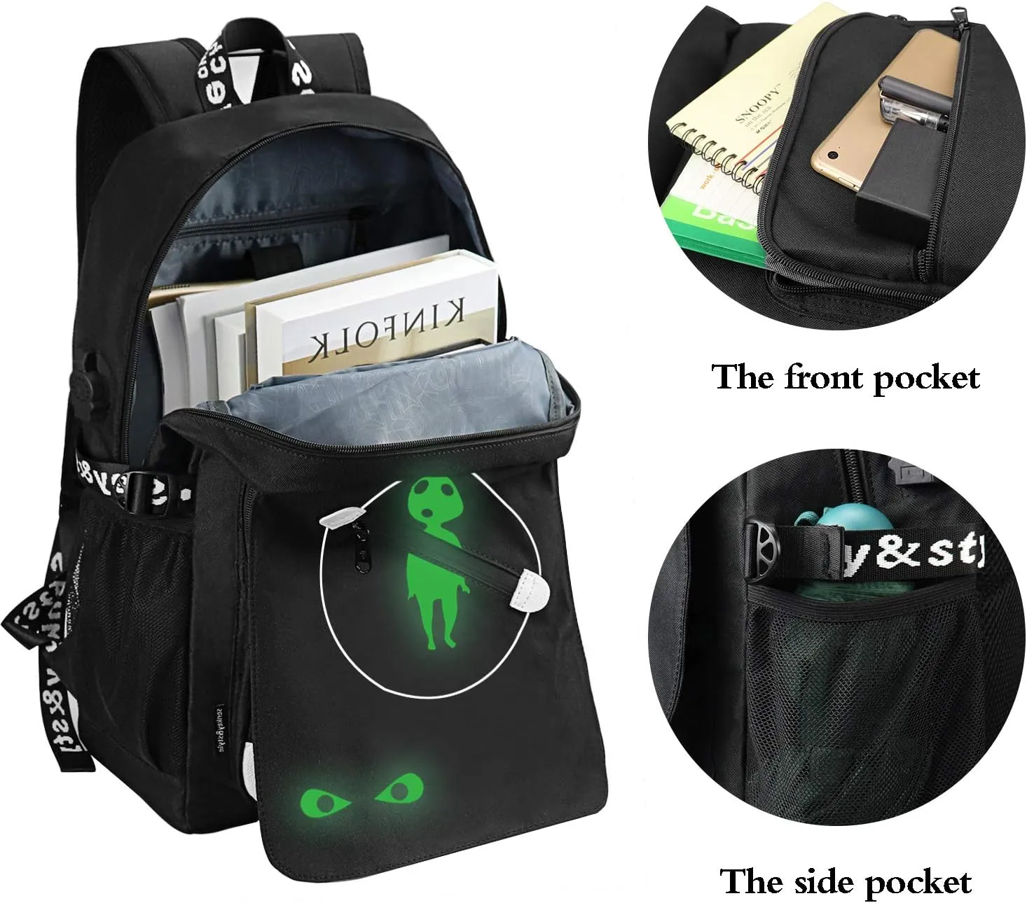 Anime Alien Backpack for Boys, School Bags Bookbags for Teenagers (Eye)