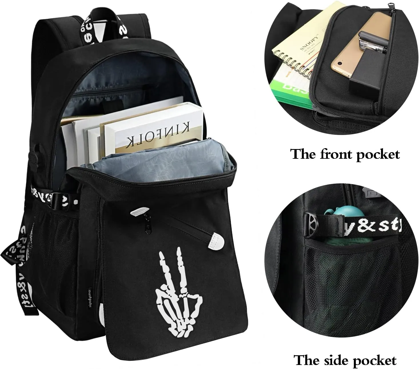 Anime Victory Gesture Backpack for Boys, School Bags Glow Bookbags for Teenagers