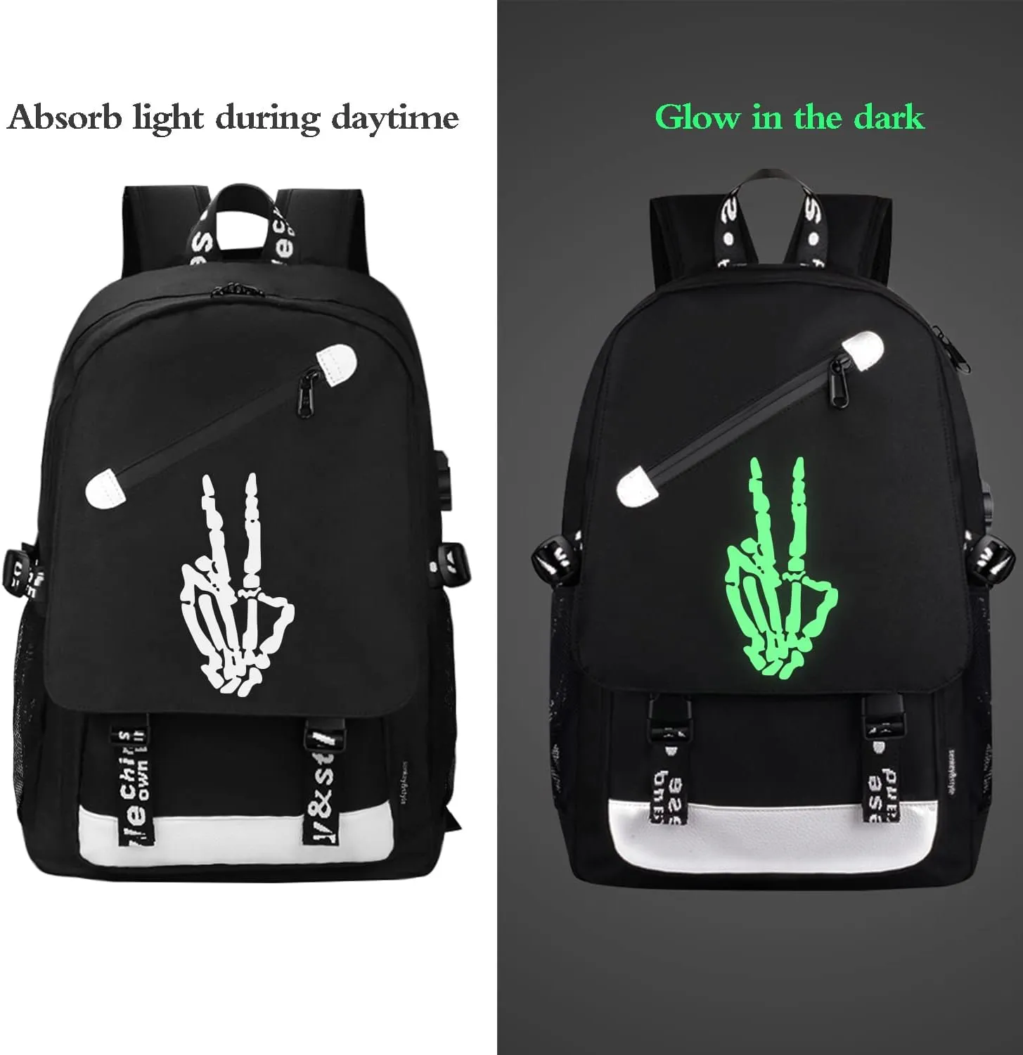 Anime Victory Gesture Backpack for Boys, School Bags Glow Bookbags for Teenagers