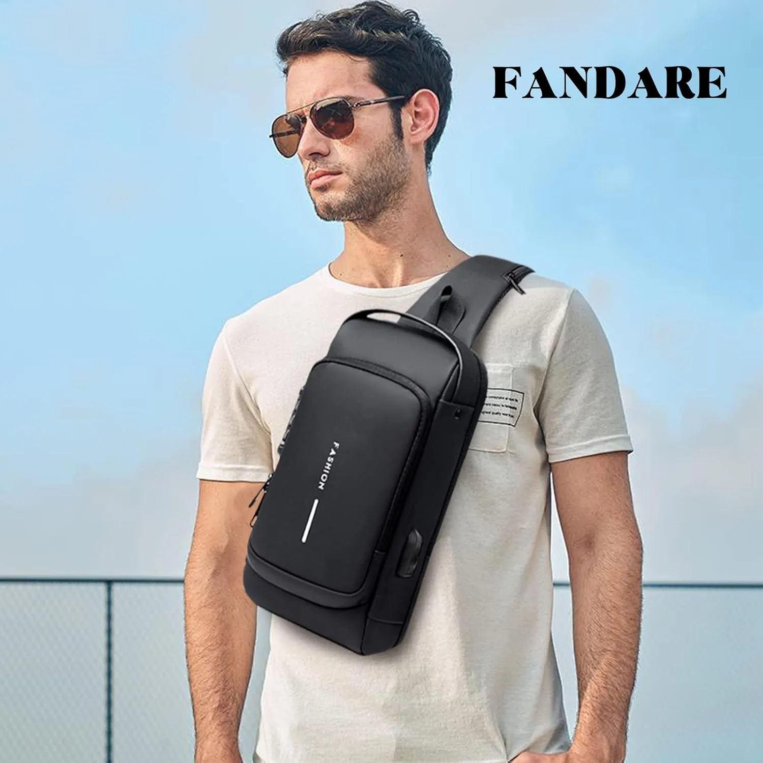 Anti-theft Chest Bag Business Shoulder Bags Satchel Bag with USB