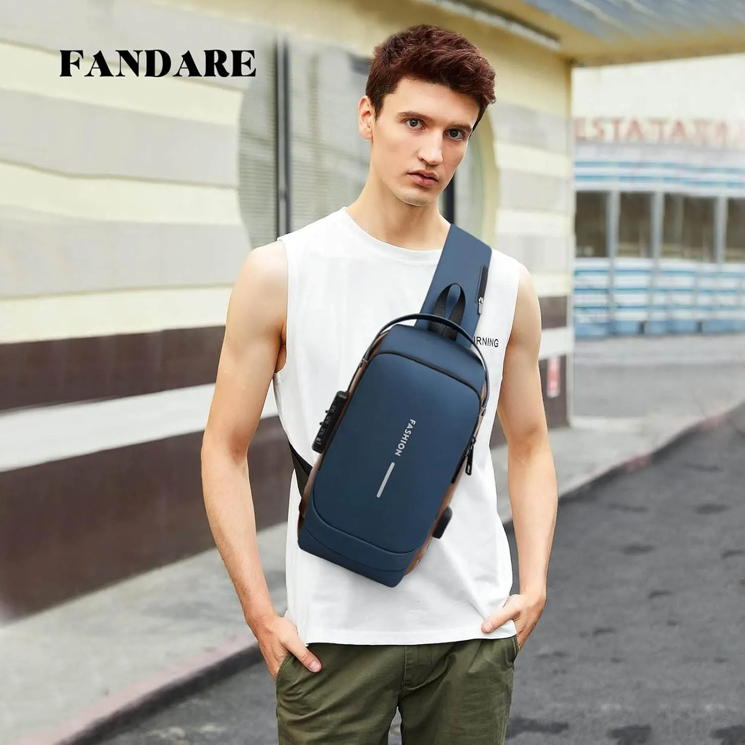 Anti-theft Chest Bag Business Shoulder Bags Satchel Bag with USB