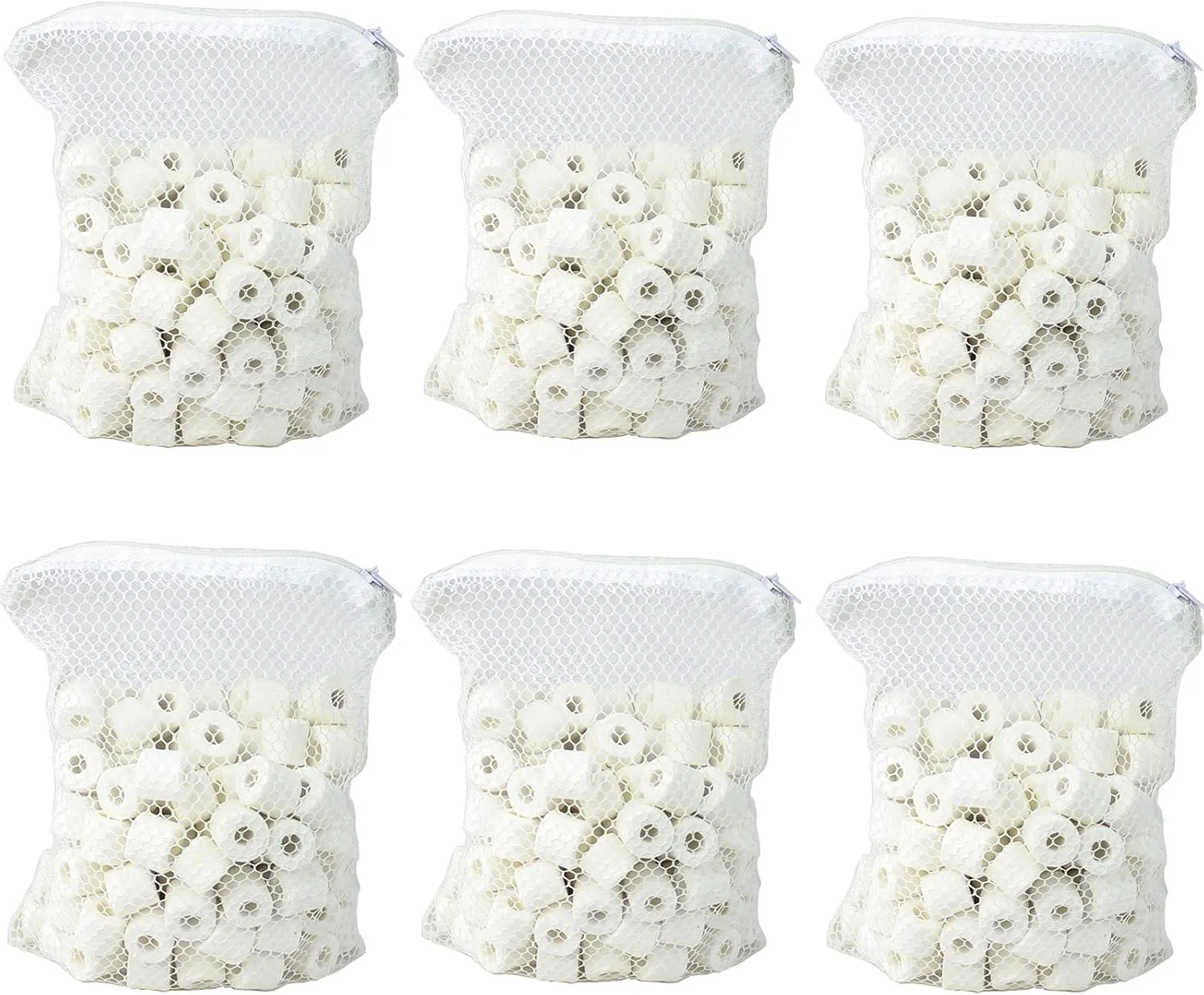 AQUANEAT Bio Ceramic Rings 6 lbs Aquarium Sump Filter Media Fish Tank Koi Pond Canister Filter Media in 6 Free Mesh Bags