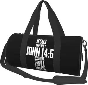 ARESU Christian Bible Verse Jesus The Way John 14-6 Duffel Bag Gym Bag Sports Bags Foldable Travel Bag Multipurpose Backpack, Black