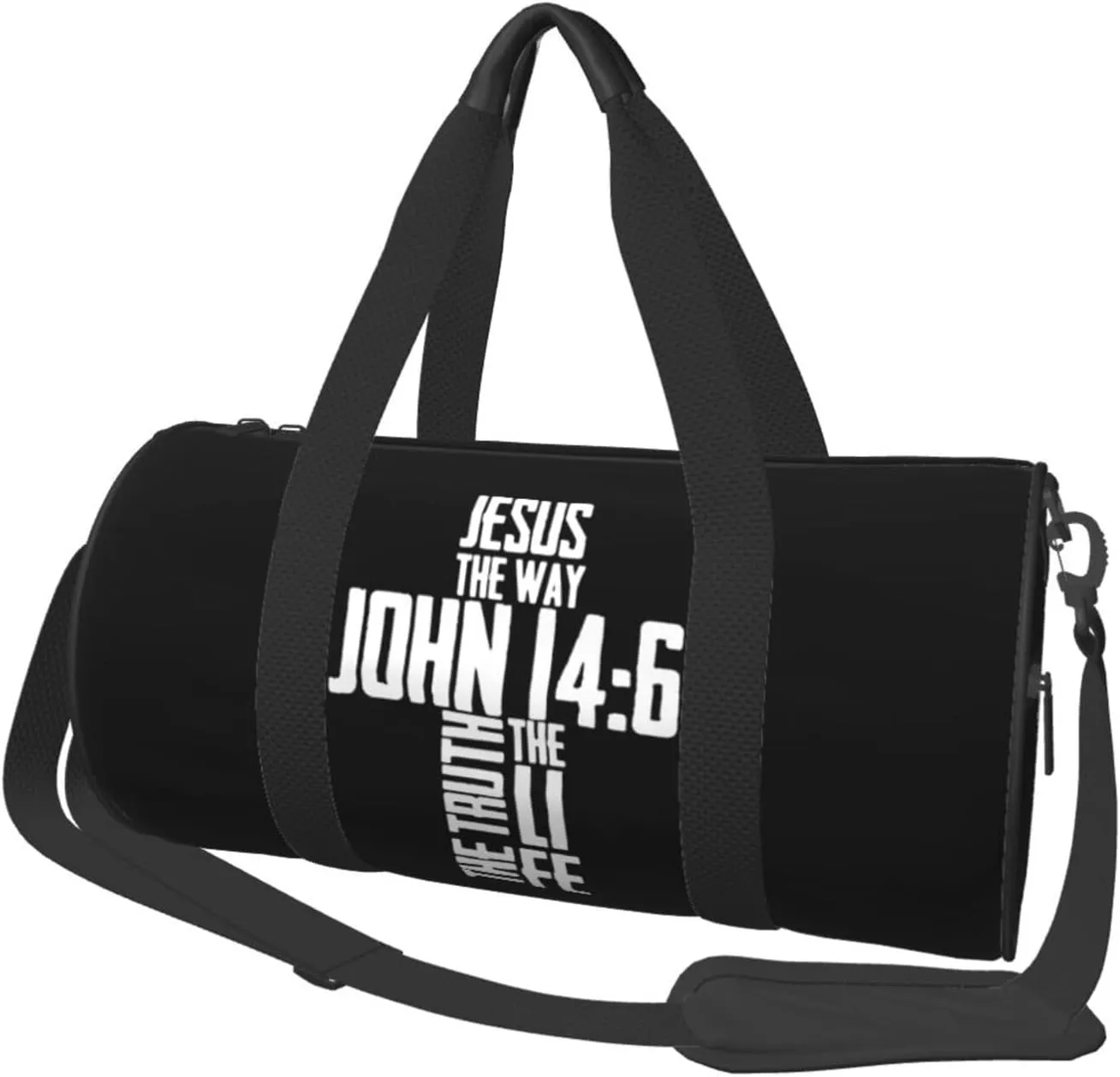 ARESU Christian Bible Verse Jesus The Way John 14-6 Duffel Bag Gym Bag Sports Bags Foldable Travel Bag Multipurpose Backpack, Black