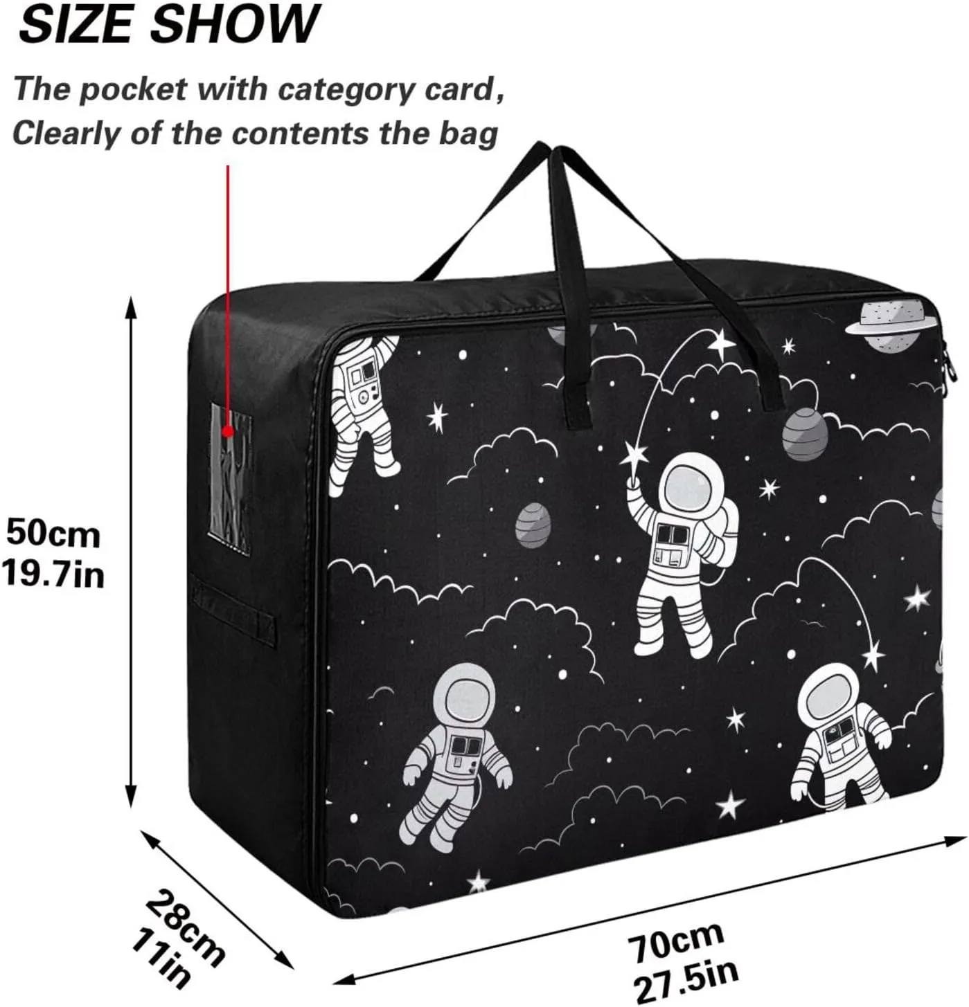 Astronauts Flying Sky Storage Bags, 27.5x19.7x11 in, Reusable and Sustainable Storage Organizer for Clothes, Bedding, Comforter