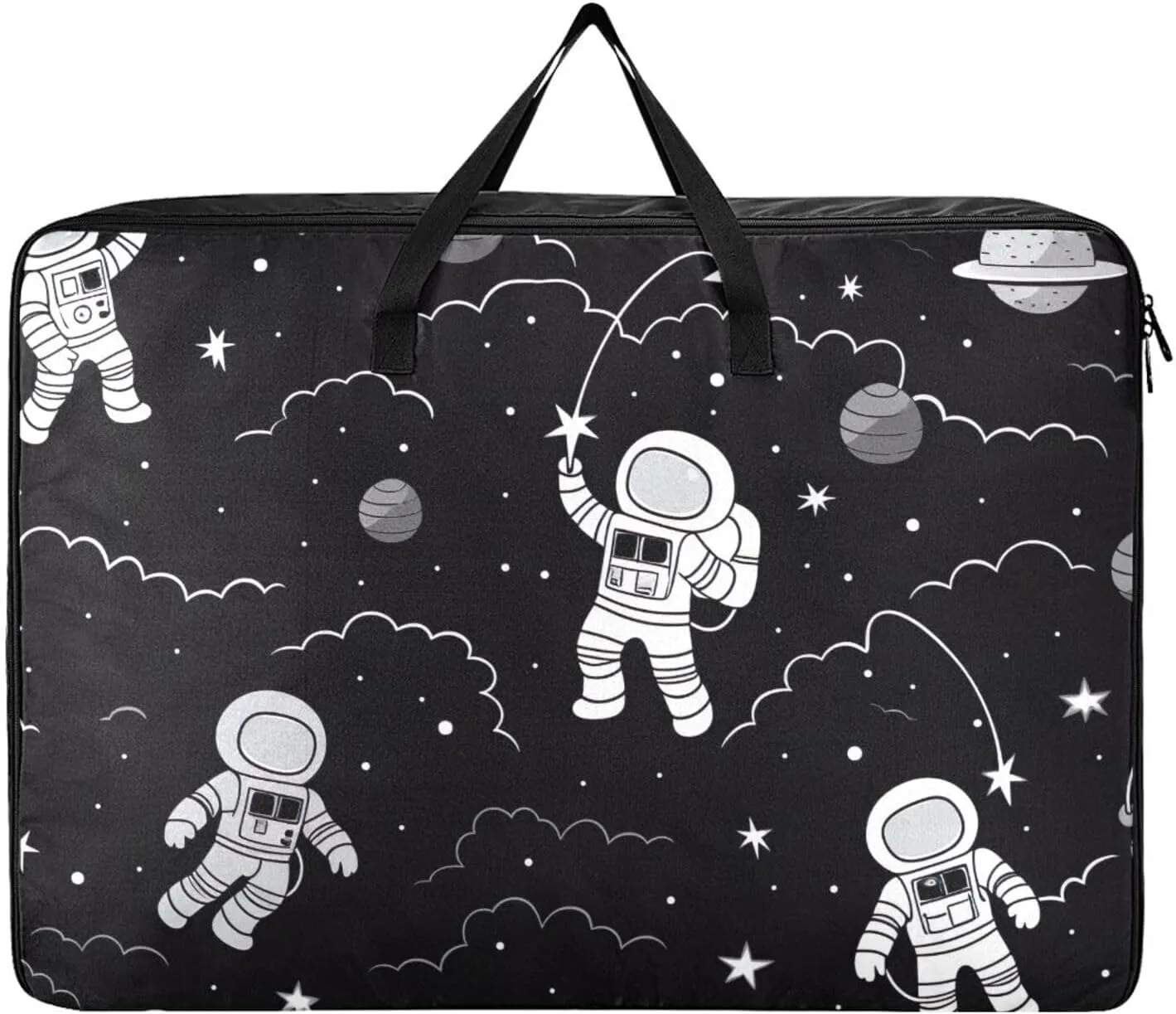 Astronauts Flying Sky Storage Bags, 27.5x19.7x11 in, Reusable and Sustainable Storage Organizer for Clothes, Bedding, Comforter