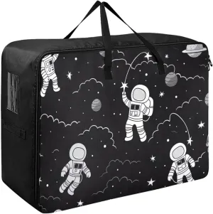 Astronauts Flying Sky Storage Bags, 27.5x19.7x11 in, Reusable and Sustainable Storage Organizer for Clothes, Bedding, Comforter