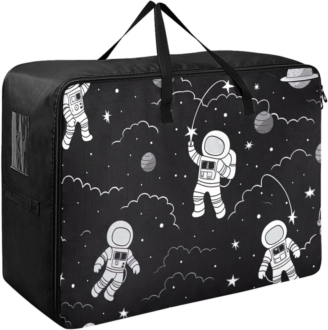 Astronauts Flying Sky Storage Bags, 27.5x19.7x11 in, Reusable and Sustainable Storage Organizer for Clothes, Bedding, Comforter